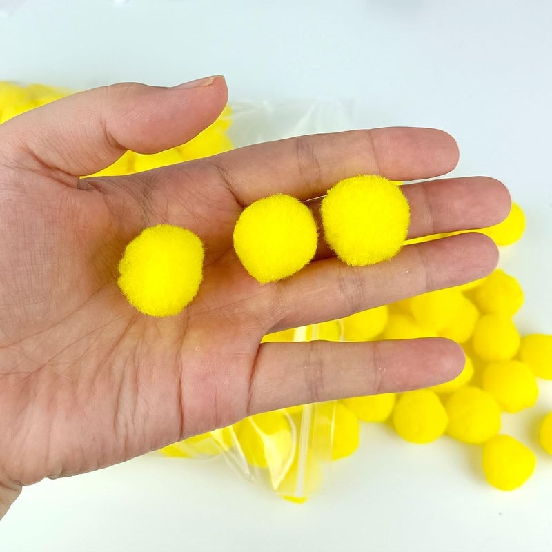 FKEYTO 200 Pieces Pom Poms, 1 Inch Craft Pom Poms, Fuzzy Pompom Puff Balls for DIY Arts, Crafts Projects, Home Decorations (Yellow) - Image 3